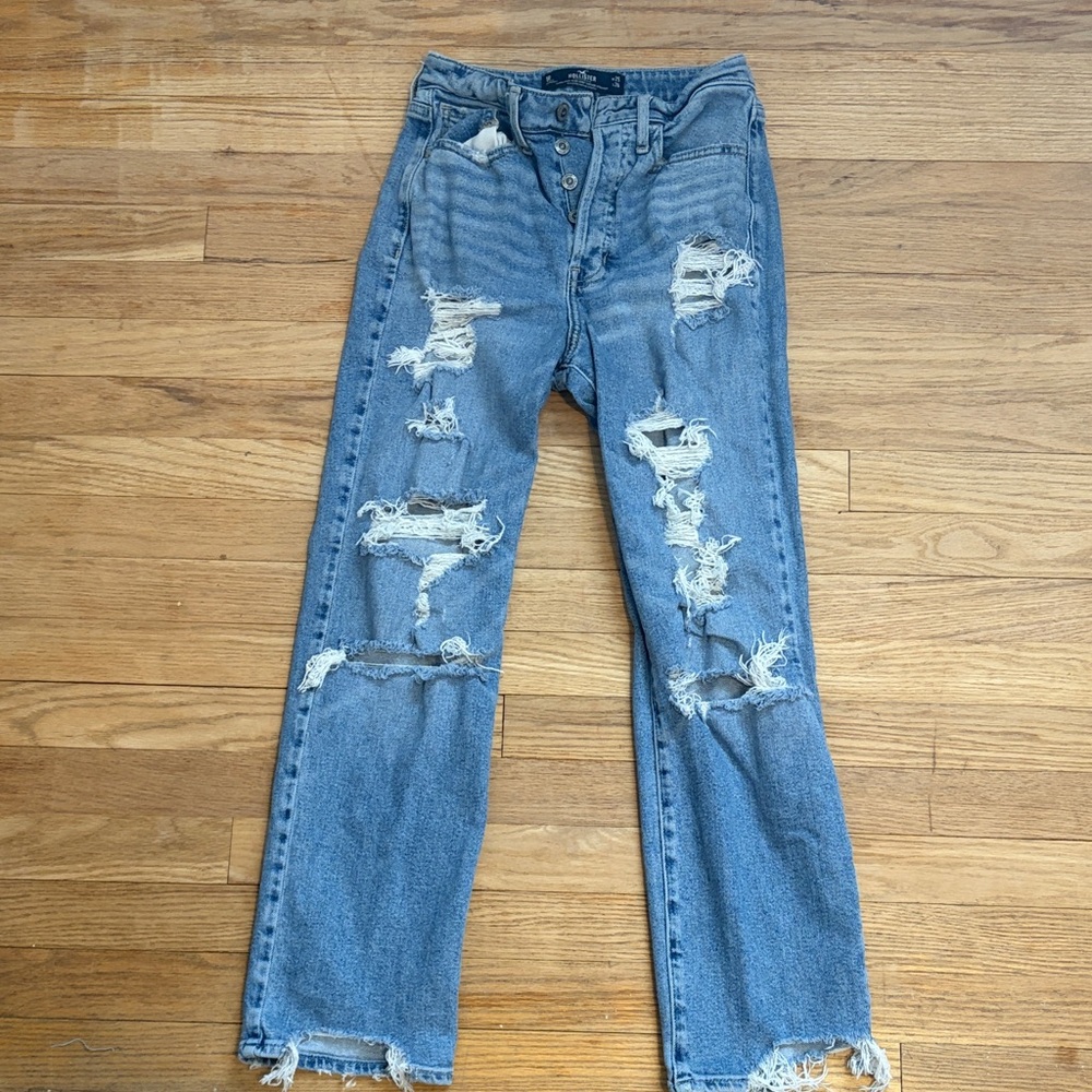 Hollister Ultra High-Rise Crop Vintage Straight Jeans - Blue